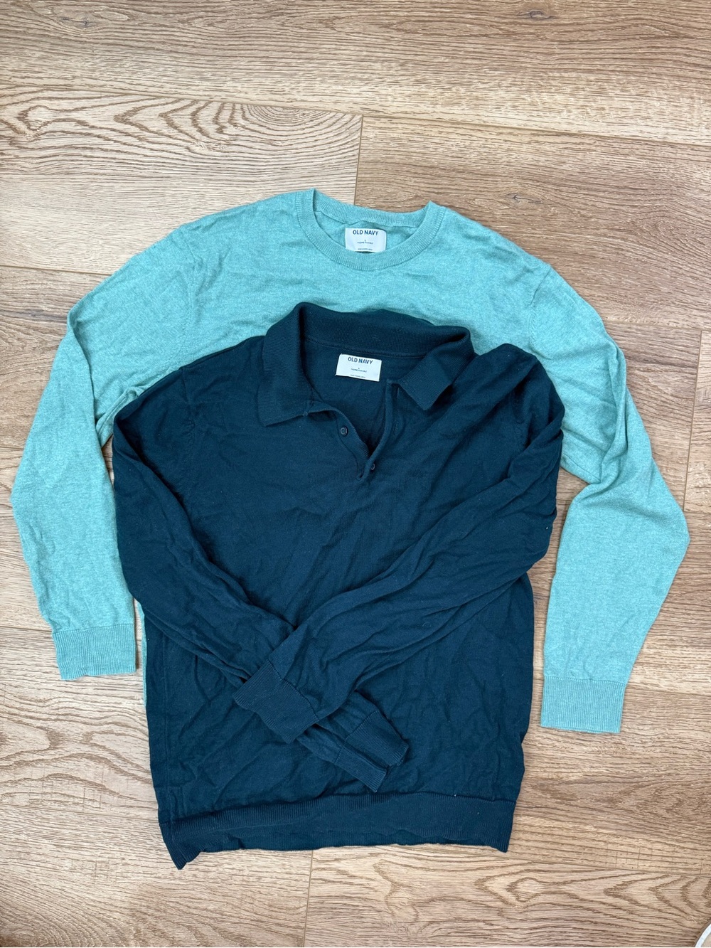 Old Navy Teal Crewneck and Navy Polo Layered Set